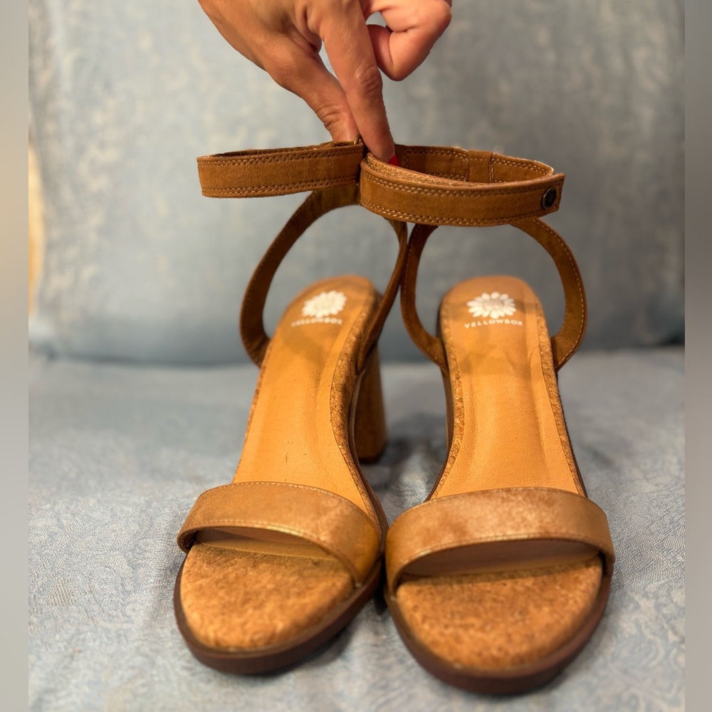 Yellow Box Brown Heels Elegant Design